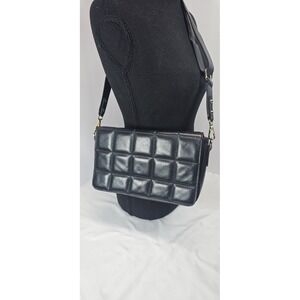 Unica! Firenze Quilted‎ Black Italian Leather Crossbody Purse Handbag